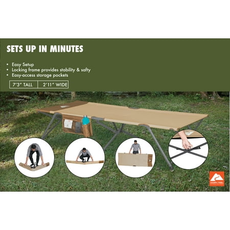Ozark Trail, Oversized Cot, 87"L x 35"W x 18"H, 300 lb. Max., Polyester Fabric