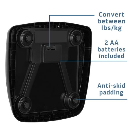 Health o meter Weight Tracking LCD Bathroom Scale, Black, 350lbs Capacity, AAA Battery Powered