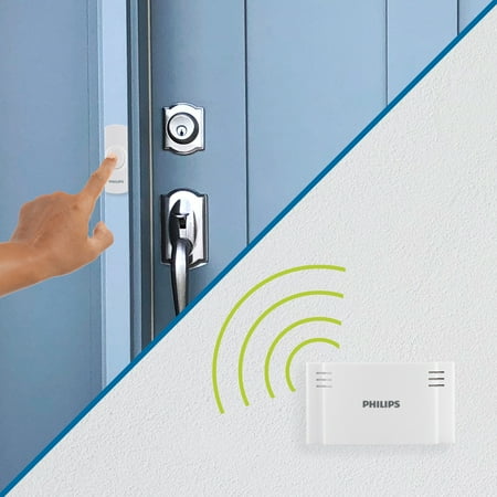 Philips Battery-Operated 2-Melody Doorbell Kit, White, 6.45in, DES1120W/27