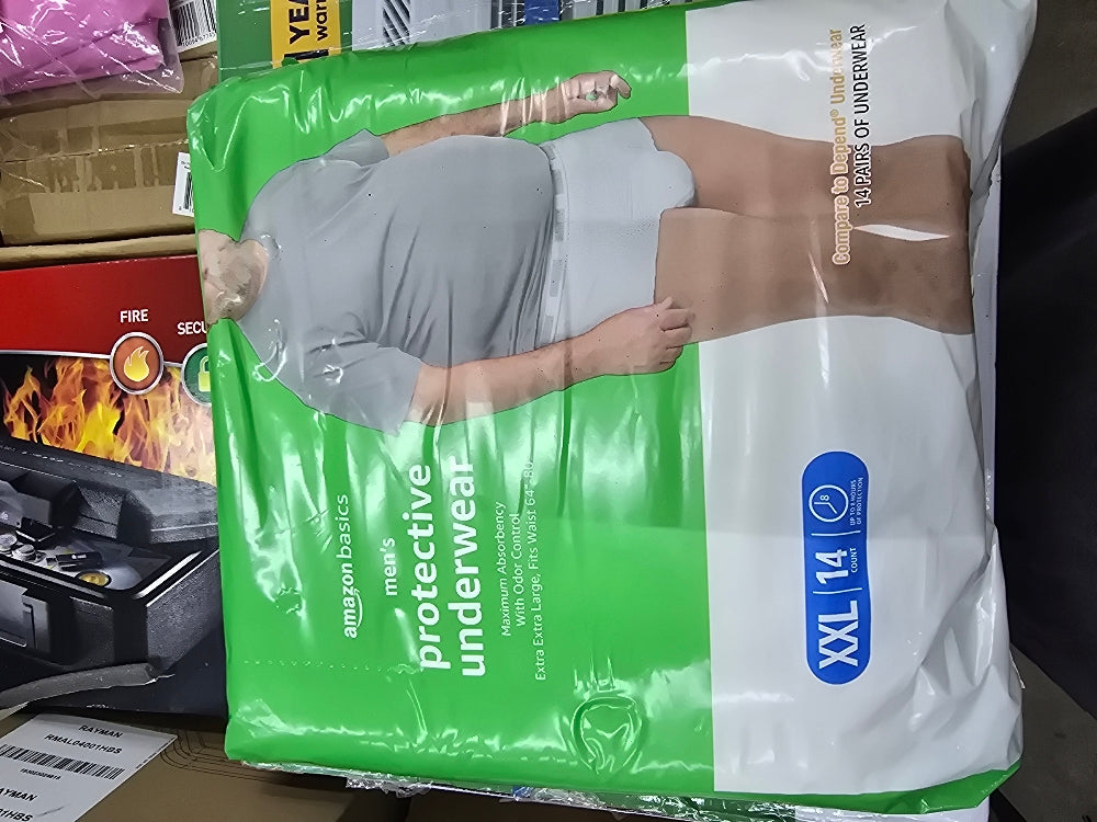Amazon Basics Incontinence Underwear for Men, Maximum Absorbency, 2X-Large, 14 Count (1 Pack)