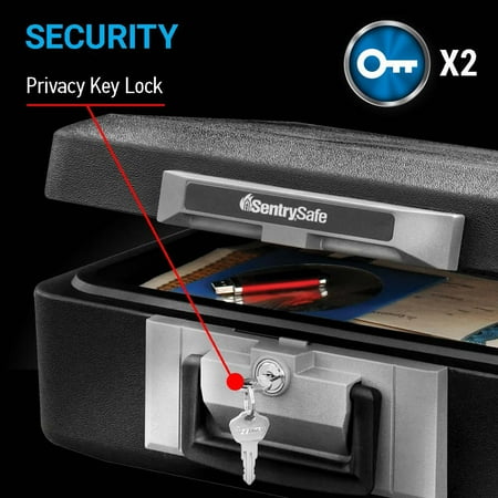 SentrySafe 1160 Fire-Resistant Box Safe with Key Lock 0.25 cu. ft., Black