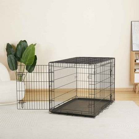 Vibrant Life Double Door Metal Wire 42" Dog Crate, Leak-Proof Pan and Divider for Dogs Upto 90 lb