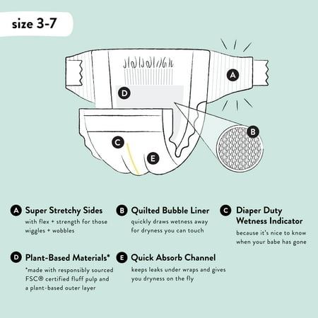 The Honest Company, Clean Conscious Disposable Baby Diapers, So Bananas & So Delish Prints, Size 5, 76 Count (Select for More Options)