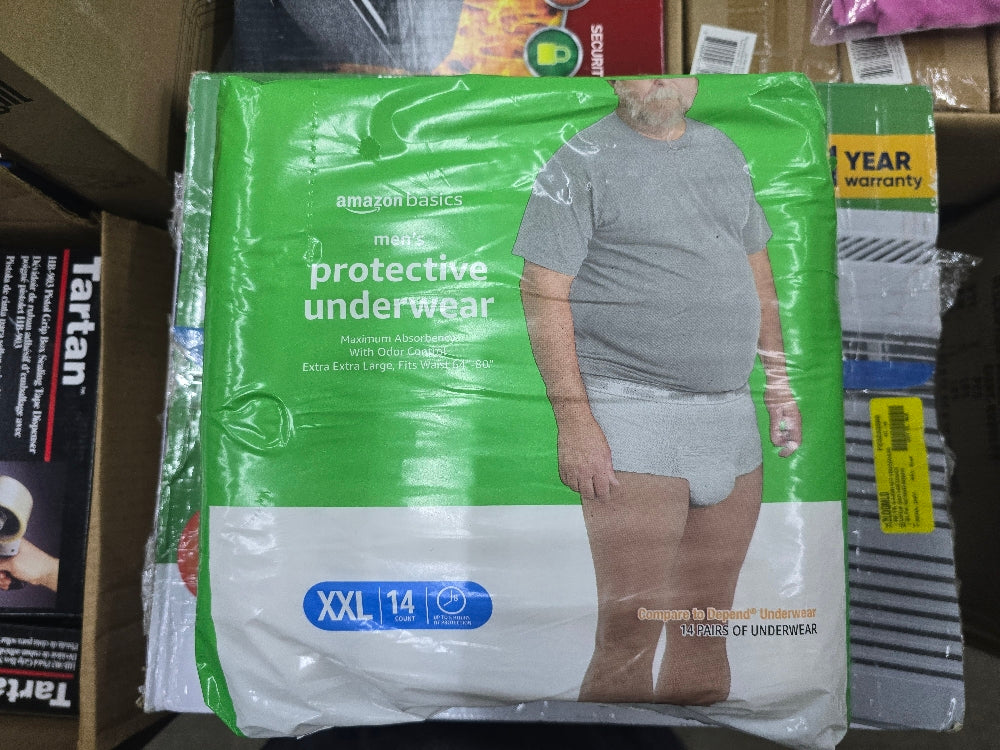 Amazon Basics Incontinence Underwear for Men, Maximum Absorbency, 2X-Large, 14 Count (1 Pack)