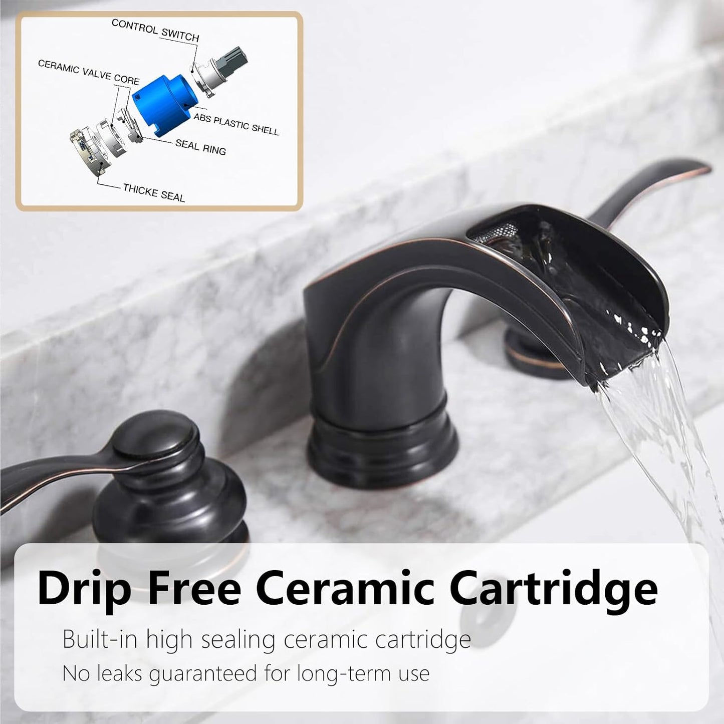 Widespread Bathroom Faucet Oil Rubbed Bronze, 8 Inch Farmhouse 3 Piece Lavatory Vanity 2-Handle with Pop Up Drain with Overflow Set