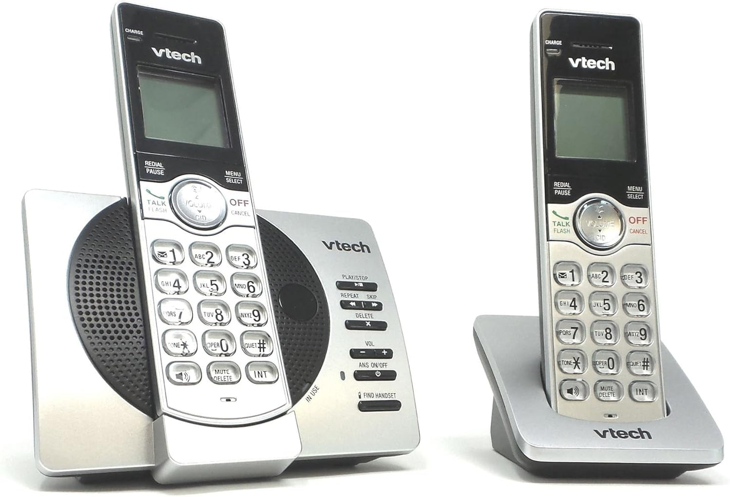 VTech CS6929-2 Cordless Phone with Answering System and Caller ID, Silver/Black with 2 Handsets DECT 6.0 Expandable
