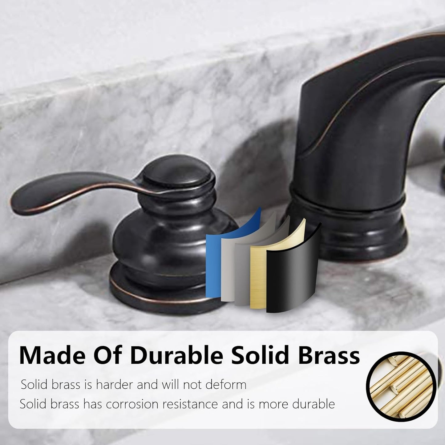 Widespread Bathroom Faucet Oil Rubbed Bronze, 8 Inch Farmhouse 3 Piece Lavatory Vanity 2-Handle with Pop Up Drain with Overflow Set