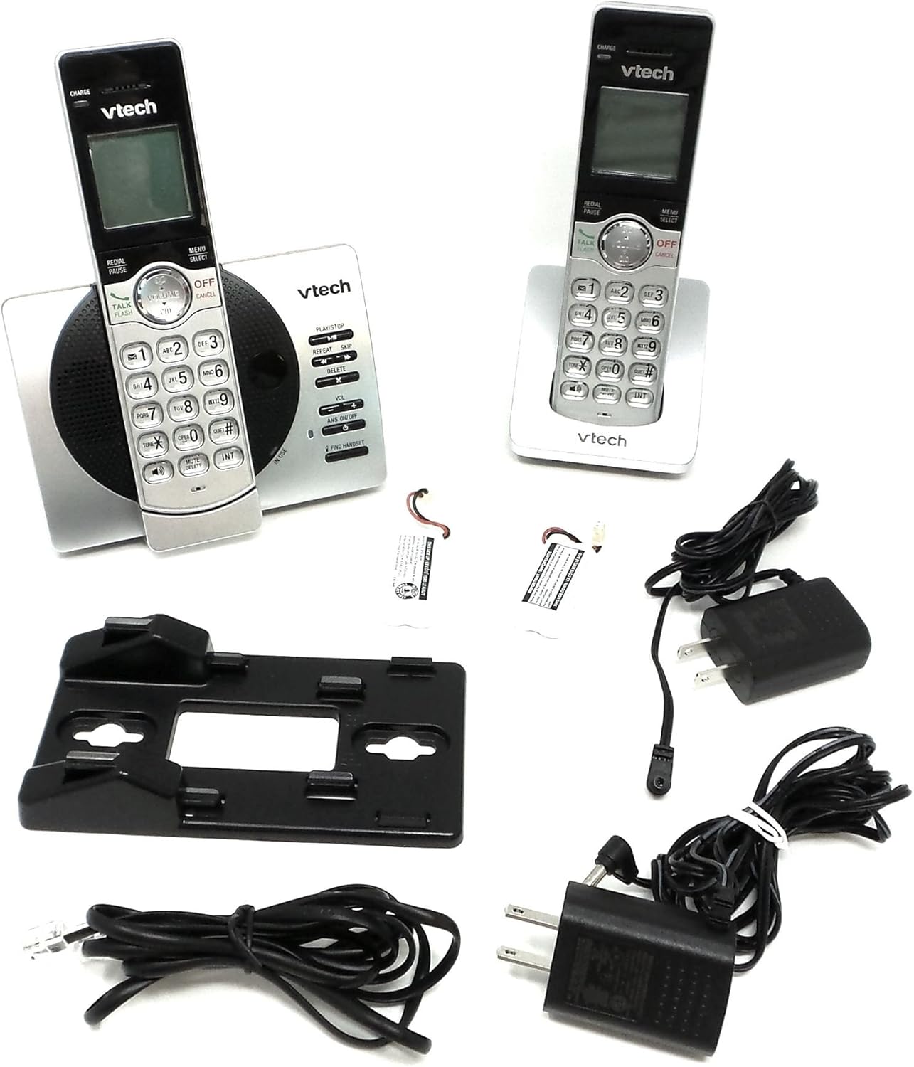 VTech CS6929-2 Cordless Phone with Answering System and Caller ID, Silver/Black with 2 Handsets DECT 6.0 Expandable