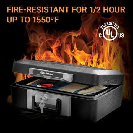 SentrySafe 1160 Fire-Resistant Box Safe with Key Lock 0.25 cu. ft., Black