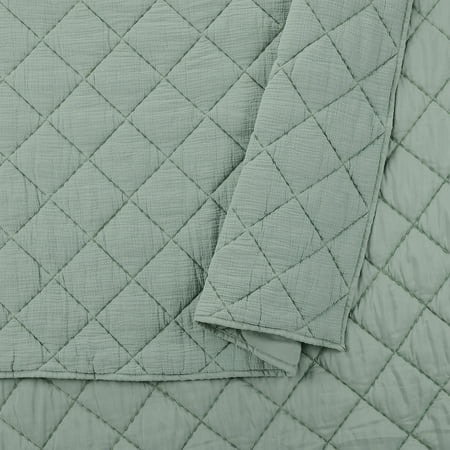 Better Homes & Gardens Sage Green Diamond Gauze Quilt, Full/Queen