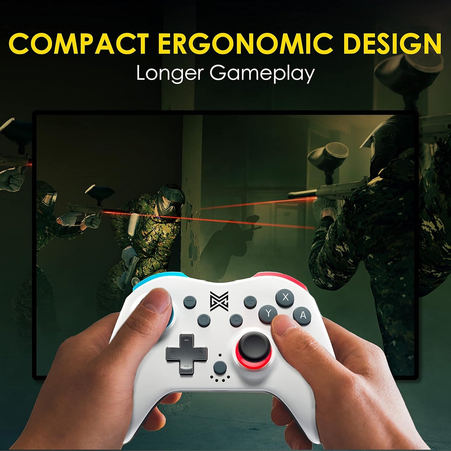 MGC Switchplate Wireless Controller for Switch/OLED/Lite, Gyro Control, Programmable Back Buttons, Adjustable Strength Rumble, 2 Magnetic Faceplates, Screwless Housing, Compact Design