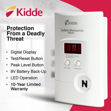 Kidde Nighthawk Plug-In AC/DC Carbon Monoxide Alarm Detector with Digital Display KN-COPP-3