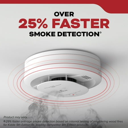 Kidde 10-Year Sealed Lithium Battery-Operated Photoelectric Smoke Detector Alarm, 5-inch