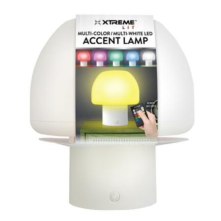 Xtreme Lit New Multi-Color Multi-White LED Accent Mushroom Lamp with White Base Remote Control