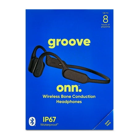 onn. Wireless Bone Conduction Headphones with Storage Pouch, New