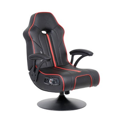 Torque Bluetooth Audio Pedestal Gaming Chair with Subwoofer Black/Red - X Rocker: Ergonomic Design, Multiplayer Connectivity