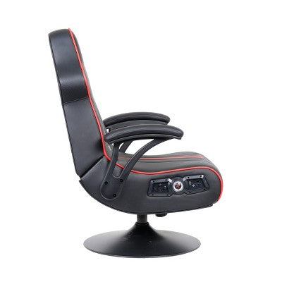 Torque Bluetooth Audio Pedestal Gaming Chair with Subwoofer Black/Red - X Rocker: Ergonomic Design, Multiplayer Connectivity