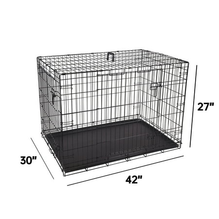 Vibrant Life Double Door Metal Wire 42" Dog Crate, Leak-Proof Pan and Divider for Dogs Upto 90 lb