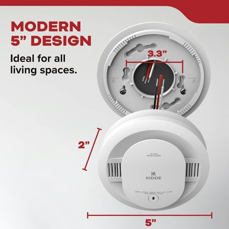 Kidde 10-Year Sealed Lithium Battery-Operated Photoelectric Smoke Detector Alarm, 5-inch