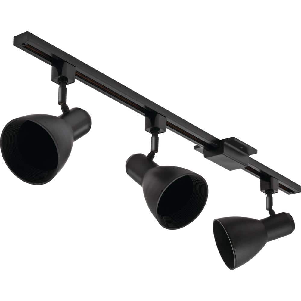 4 ft. 3-Lights Black Linear Track Lighting Kit