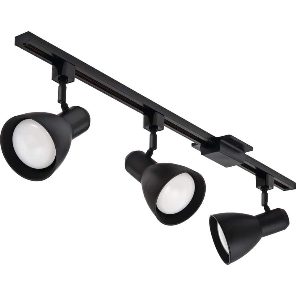 4 ft. 3-Lights Black Linear Track Lighting Kit
