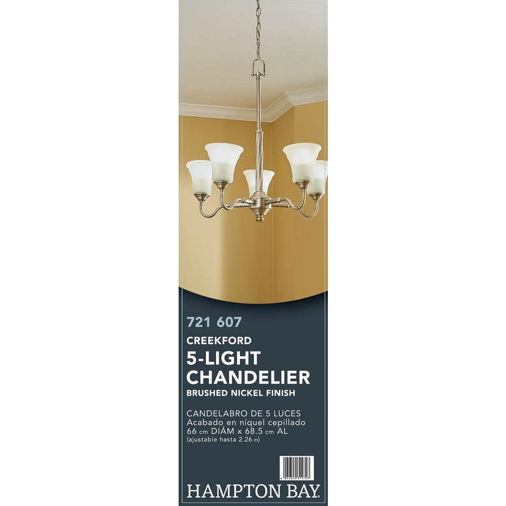 Creekford 5-Light Brushed Nickel Chandelier with Frosted Glass Shades