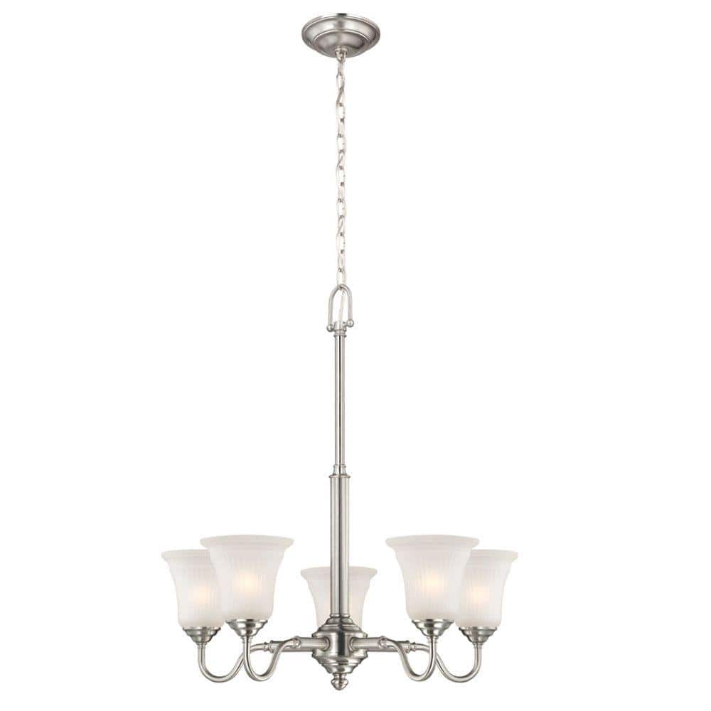 Creekford 5-Light Brushed Nickel Chandelier with Frosted Glass Shades