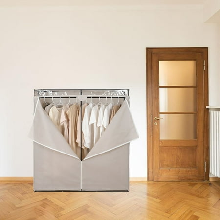 Mainstays Single Steel Tier Zippered Extra Wide Clothes Closet, 60", Grey Pumice