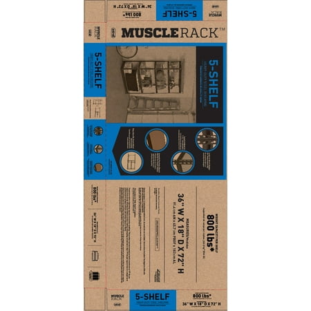 Muscle Rack 36"W x 18"D x 72"H 5-Tier Steel Shelving; 4,000 lb. Total Capacity; Black