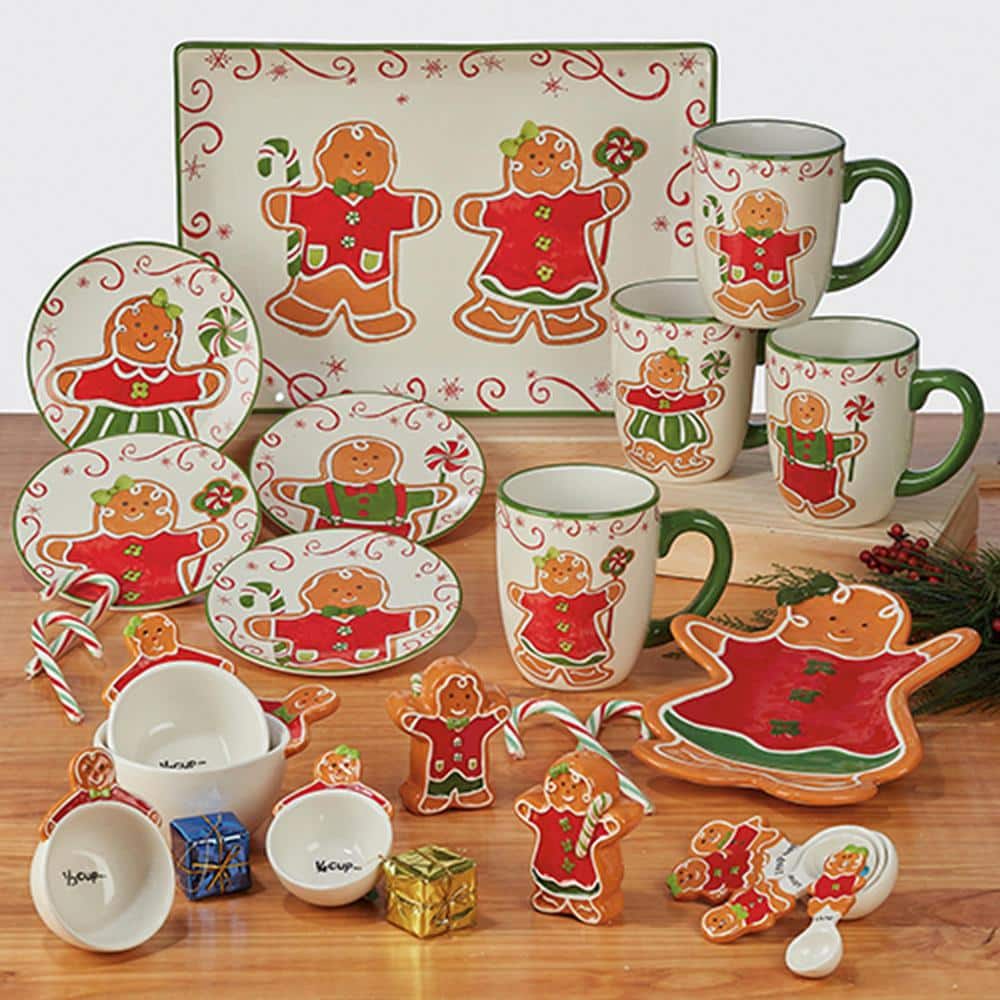 Holiday Magic Gingerbread 6 in. Multicolored Earthenware Canape Plate (Set of 4)
