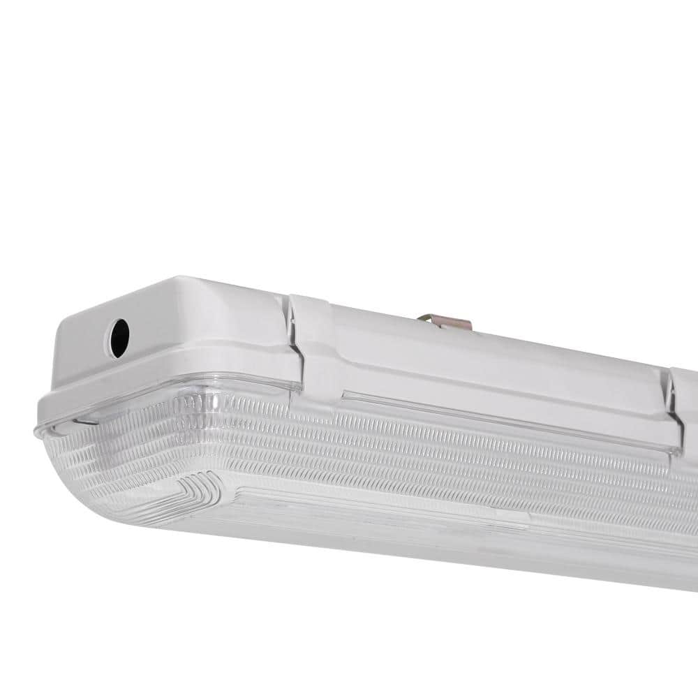 Industrial 2-Light White Outdoor Fluorescent Hanging Fixture