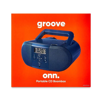 Onn. Portable CD Boombox with Digital FM Radio, Navy