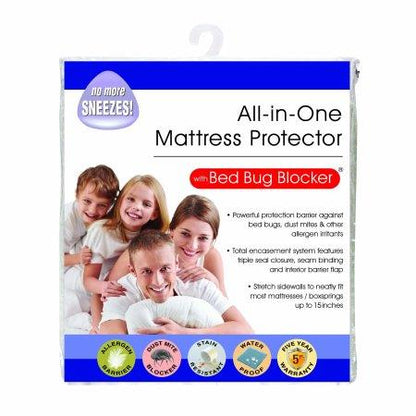 All-in-One Bed Zippered Mattress Cover with Bug Blocker, Twin Xl - White