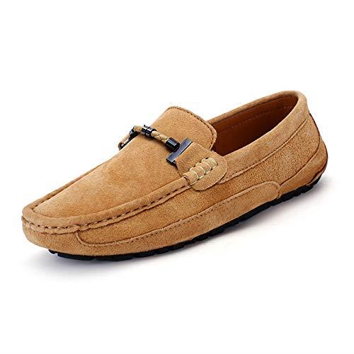 QIQIDONG Mens Moccasins House Slippers for Men Walking Comfortable Loafers Men's Leather Laced Softsole Moccasin for Summer,10