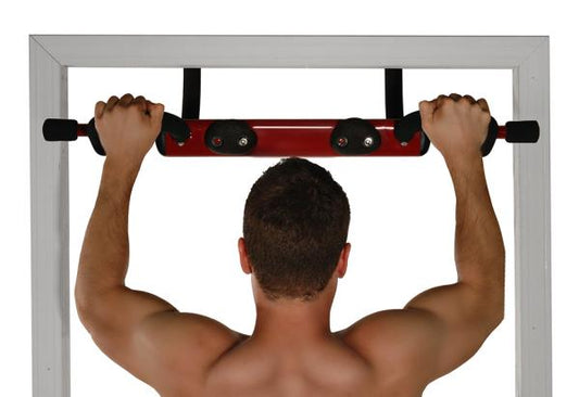 Stamina X Boulder Fit Door Gym Pull up Bar  Red and Black