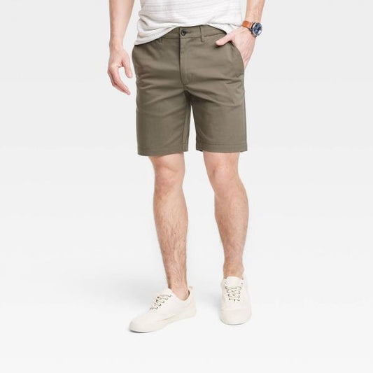 Men's Regular Fit 9" Tech Chino Shorts - Goodfellow & Co™ Olive Green 30