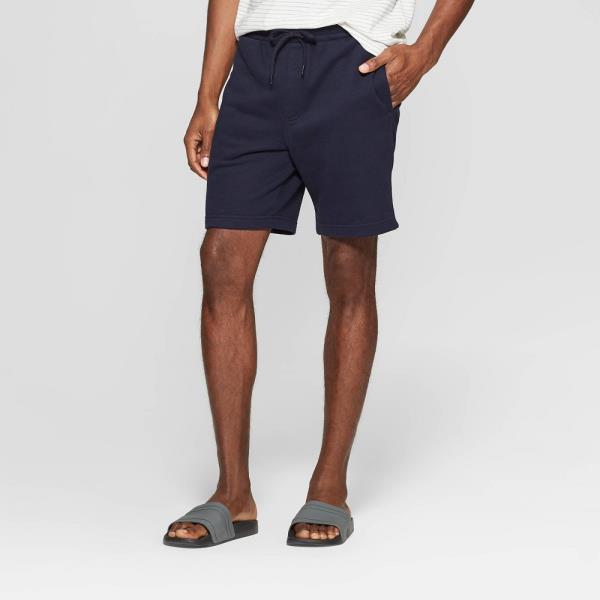 Men's 8.5" Regular Fit Ultra Soft Fleece Pull-on Shorts - Goodfellow & Co™ Navy Blue XS