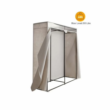 Mainstays Single Steel Tier Zippered Extra Wide Clothes Closet, 60", Grey Pumice
