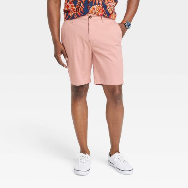 Men's Every Wear 9" Slim Fit Flat Front Chino Shorts - Goodfellow & Co™ Coral Pink 28