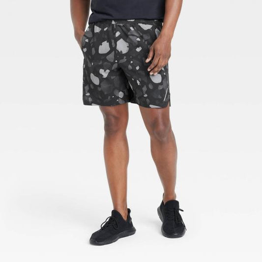 Men's Unlined Run Shorts 7.5" - All in Motion™ Camo Black S