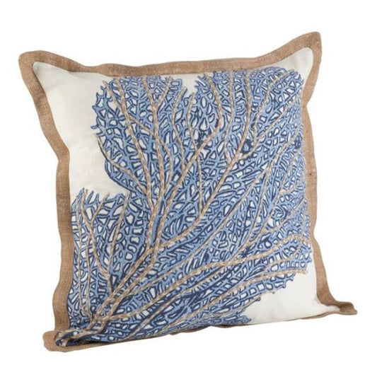 Saro Lifestyle Sea Fan Coral Print Cotton Down Filled Throw Pillow