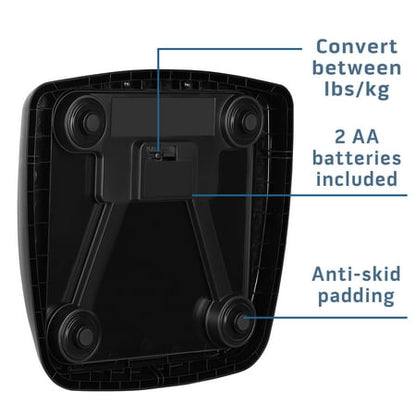 Health o meter Weight Tracking LCD Bathroom Scale, Black, 350lbs Capacity, AAA Battery Powered