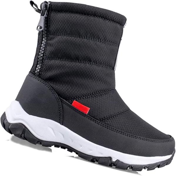 Mens and Womens Snow Boots with Warm Fur Lining - Size 41, Black - Made in China