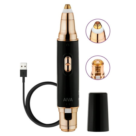 Spa Sciences AIVA Deluxe, 2-in-1 Facial Hair Removal & Eyebrow Trimmer with LED Ring Light for Women