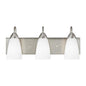 Seville 21 in. 3-Light Brushed Nickel Transitional Modern Wall Bathroom Vanity Light with White Etched Glass Shades