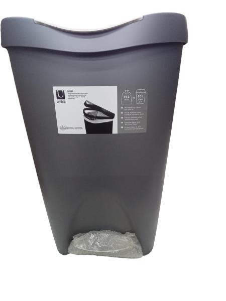 Umbra Brim 13 Gallon Step Trashcan Silver with Soft Close Lid - Designed by David Quan