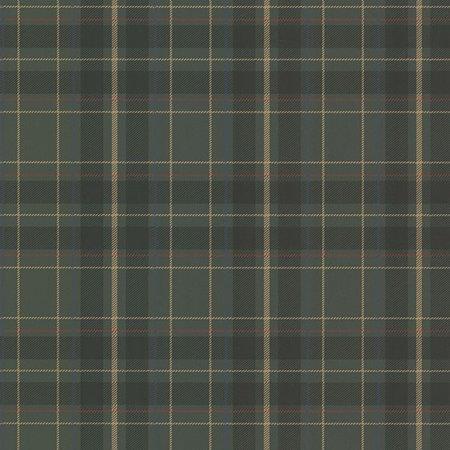 Green Beacon House 2604-21225 Caledonia Plaid Wallpaper, Dark Green