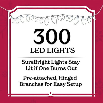 7 ft Pre-Lit Shelton Cashmere Pencil Fir Artificial Christmas Tree with 300 Clear LED Lights and Stand, by Holiday Time