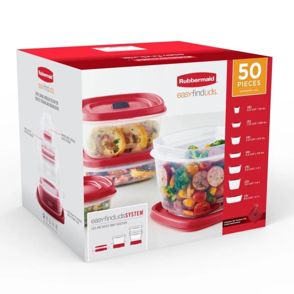 Rubbermaid 50-Piece EasyFindLids Vented Food Storage Set