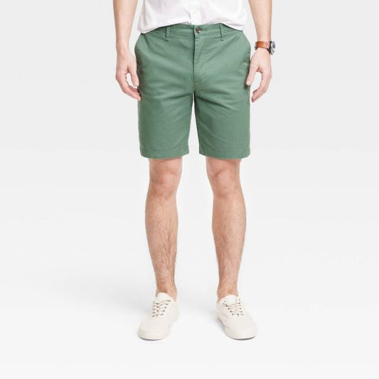 Men's Every Wear 9" Slim Fit Flat Front Chino Shorts - Goodfellow & Co™ Dark Meadow Green 38